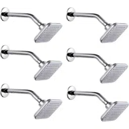 IRIS CRUZ 4 inch Brass Chrome Finish Rain Flow Shower Head with 9 inch Arm (Pack of 6)-image-54