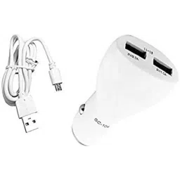 AOW LED Car USB Charger Dual Car Mobile Charge 3.0A with Cable for Mahindra Marshal-18