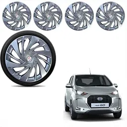 Auto Pearl 4 Pcs 13 inch ABS Silver Car Wheel Cover Set for Datsun Redi Go-picture-9