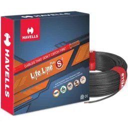 Havells 1 Sqmm Black Life Line Plus Single Core HRFR PVC Copper Insulated Flexible Cables, WHFFDNKA11X0, Length: 90 m-image-42