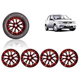 Auto Pearl 4 Pcs 14 inch ABS Black &a; Red Press Type Fitting Car Wheel Cover Set for Renault Logan-image-18