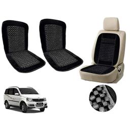 Auto Pearl PU, Velvet &a; Wooden Beads Black Rectangular Seat Cushion for Mahindra Xylo (Pack of 2 )-image-57