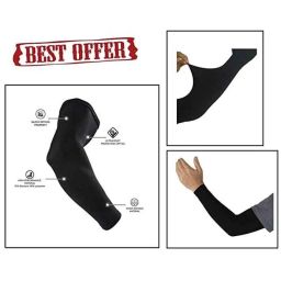 AOW Unisex Stretchable Fingerless Arm Protection Sleeves for Driving, Biking, Cycling (Black, Free Size) A-40-16