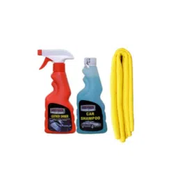 Indopower Ff575 Car Care 250ml Leather Shiner Spray, 250ml Car Shampoo &a; Yellow Microfiber Cloth Kit, AHh577-image-34