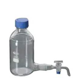 Glassco 1000ml Boro 3.3 Glass White Printing Aspirator Bottle with Gl 45 Cap &a; Interchangeable Stopcock, 281.202.07-10