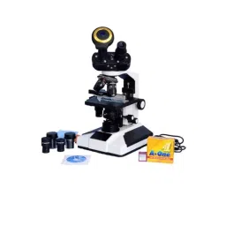 ESAW 40x-1500x Led Illumination Compound Binocular Microscope with Semi Plan Achro Objective, 3MP CMOS Camera &a; Kit-7