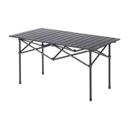 Corvids 53.5x49.5cm Aluminum Alloy Black Folding Camping Table with Roll-up Tabletop, COCT-95B-21