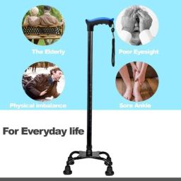 MCP 76-99cm Aluminium L-Shape Adjustable Walking Stick with Black Quadripod Base image 5