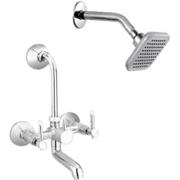 IRIS Croma 2 Pcs Brass Chrome Finish Wall Mixer &a; Grand Shower Head Set-image-41