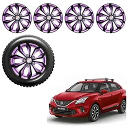 Auto Pearl 4 Pcs 15 inch Black Voilet ABS Press Type Hubcap Wheel Cover Set with Retention Ring for Maruti Suzuki Baleno2020-image-75