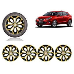 Auto Pearl 4 Pcs 15 inch Black &a; Golden ABS Press Type Hubcap Wheel Cover Set with Retention Ring for Toyota Glanza-picture-18