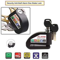 AOW Security Alarm Disk Lock Motorbike Bike Scooter Loud Disc Brake Lock Security Anti-Theft Alarm for Tvs Ntroq-48