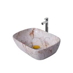 Osam 410x335x150mm Ceramic White &a; Orange Glossy Bathroom Wash Basin, OS-141-picture-48