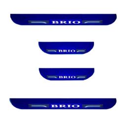 Car Accessories Hub 4 Pcs Acrylic Black Sill Scuff Plate Set with Blue LED for Honda Brio Model-image-68