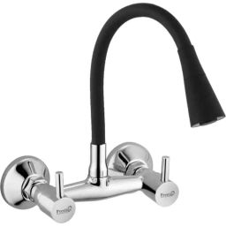 Prestige Turbo Brass Chrome Finish Black Wall Mounted Sink Mixer with Dual Flow Flexible Swivel Spout-image-62