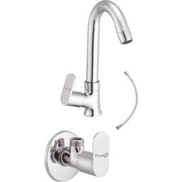 Prestige Ocean 3 Pcs Swan Neck Basin Tap, Connection Pipe &a; Angle Cock Set-image-64