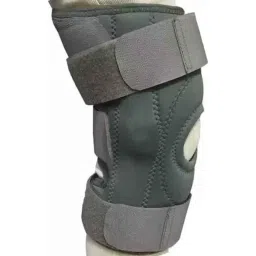 Kudize 2 Pcs Fabric Open Patella Hinged Grey Knee Brace Set for Men &a; Women, Size: M-10