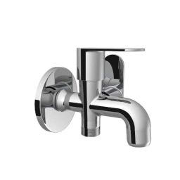 RN 1/2 inch Brass Ingot Nickel &a; Chrome Plated Touch 2 Way Bib Cock with Wall Flange-33