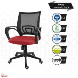 Rose Ruby Red Mesh Medium Back Revolving Ergonomic Chair image 3