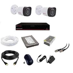 CP Plus 2.4MP 2 Pcs White &a; Black Camera, 4 Channel DVR &a; Hard Disk Kit with All Accessories, CP_007-34