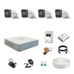 Hikvision 4 Channel DVR, 5MP 4 Pcs Day/Night Vision Bullet Camera, 1TB HDD, 70m 1+3 Cable Roll, 4 CH Power Supply, BNC &a; DC Full Kit-27