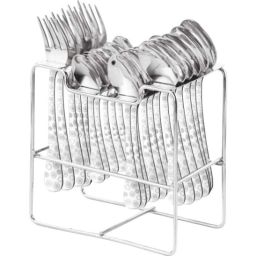 Steel Edge 24 Pcs Stainless Steel Volga Cutlery Set with Stand-1