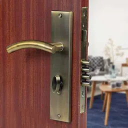 Saze 10 inch Stainless Steel Antique Brass Finish Cylindrical Plate One Side Key Mortise Door Lock Handle Set with 3 Keys, MG-1102-image-76