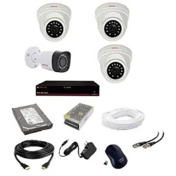 CP Plus 2.4MP 3 Dome &a; 1 Bullet White &a; Black Camera with 4 Channel DVR &a; Hard Disk Kit, CP_525-4