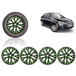 Auto Pearl 4 Pcs 14 inch ABS Black &a; Green Press Type Fitting Car Wheel Cover Set for Ford Fiesta Classic-30