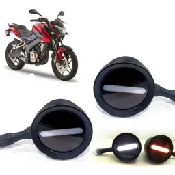 Auto Pearl 2 Pcs 12V Black Bike Front LED Indicator Light Set for Bajaj Pulsar 180 NS, F050-picture-14