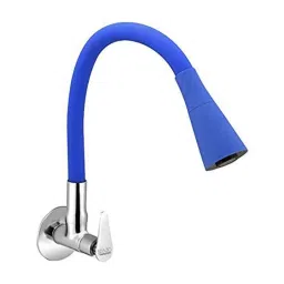 Spazio Vignette Flexo Smartbuy Flexible Blue Sink Faucet with Wall Flange &a; 360 deg Moveable Spout-picture-7