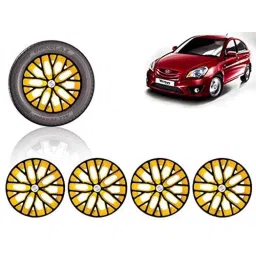 Auto Pearl 4 Pcs 14 inch ABS Black &a; Yellow Press Type Fitting Car Wheel Cover Set for Hyundai Verna Transform-27