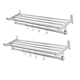 Aligarian Stainless Steel Chrome Finish Wall Mounted Open Base Towel Rack (Pack of 2)-image-8