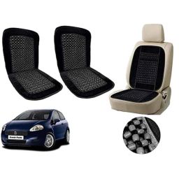Auto Pearl PU, Velvet &a; Wooden Beads Black Rectangular Seat Cushion for Fiat Punto (Pack of 2 )-image-97