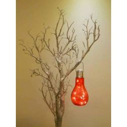 Tucasa Steel Battery Operated LED Hanging Cum Table Lamp with Red Glass Shade, P3-C-4-15