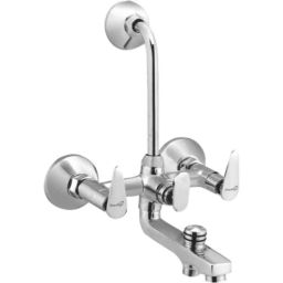 Prestige Slim Brass Chrome Finish 3 in 1 Wall Mixer with Bend-12