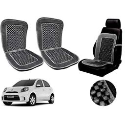 Auto Pearl PU, Velvet &a; Wooden Beads Grey Rectangular Seat Cushion for Nissan Micra Active (Pack of 2 )-image-49