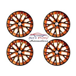 Auto Pearl 4 Pcs 13 inch ABS Black &a; Orange Press Type Fitting Car Wheel Cover Set for All Cars-36