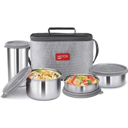 Milton Delicious 3 Pcs Stainless Steel Grey Insulated Container &a; 1 Pc Tumbler Lunch Box Set, CSOFFST074GREY0024-picture-10