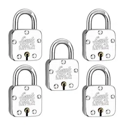 Link 40mm Steel Double Locking Hardened Shackle Padlock with 5 Brass Levers, 3 Keys &a; Free Keychain, Atoot 40 (Pack of 5)-picture-22