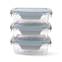 The Better Home 410ml Blue Borosilicate Glass Lunch Box (Pack of 3)-picture-4