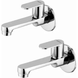 HIDEWAY Opal Brass Chrome Finish Silver Long Body Bib Cock Tap with Wall Flange, CU-1003 (Pack of 2)-image-25
