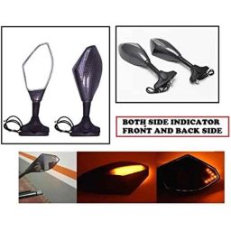 AOW Rear View Side Glass Mirror with Amber LED Turn Signal Indicator for Pulsar 220 cc-12