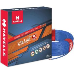 Havells 4 Sqmm Blue Life Line Plus Single Core HRFR PVC Copper Insulated Flexible Cables, WHFFDNBA14X0, Length: 90 m-image-66