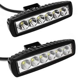 AOW 6 Led Bar White Auxillary Car Fog Lamp, Spot Lamp 18W (Pack of 2) for Chevrolet Tavera-32