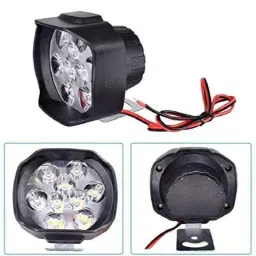 AllExtreme EXL5FWS 2 Pcs 9 LED 15W White LED Fog Light Set with Handlebar Switch for Bikes image 3