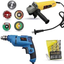 Walkers 800W Angle Grinder, 500W 10mm Drill Machine, 5 Pcs Wheel &a; 9 Pcs Drill Bits Combo, WKCB444-24