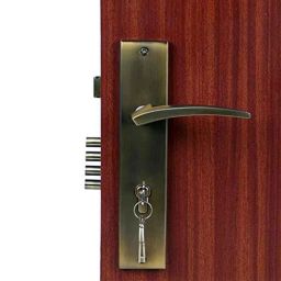 Homexpert Lobos 10 inch 60mm Stainless Steel Antique Brass Finish Cylindrical Plate Both Side Key Mortise Door Lock Set-image-99