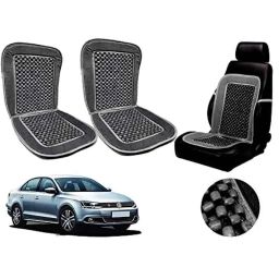 Auto Pearl PU, Velvet &a; Wooden Beads Grey Rectangular Seat Cushion for Volkswagen Jetta Type-2 (Pack of 2 )-6