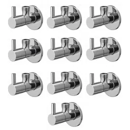 Spazio Smartbuy Stainless Steel Chrome Finish Turbo Angle Valve with Wall Flange (Pack of 10)-picture-2